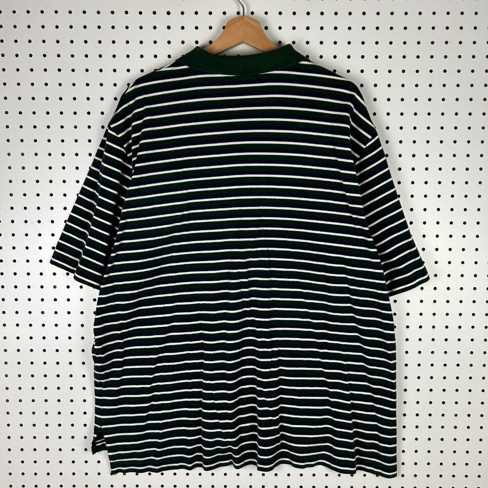 Polo Ralph Lauren Polo Shirt Size XXL Striped Golf Button Green‎ White Blue Pony - Picture 3 of 5